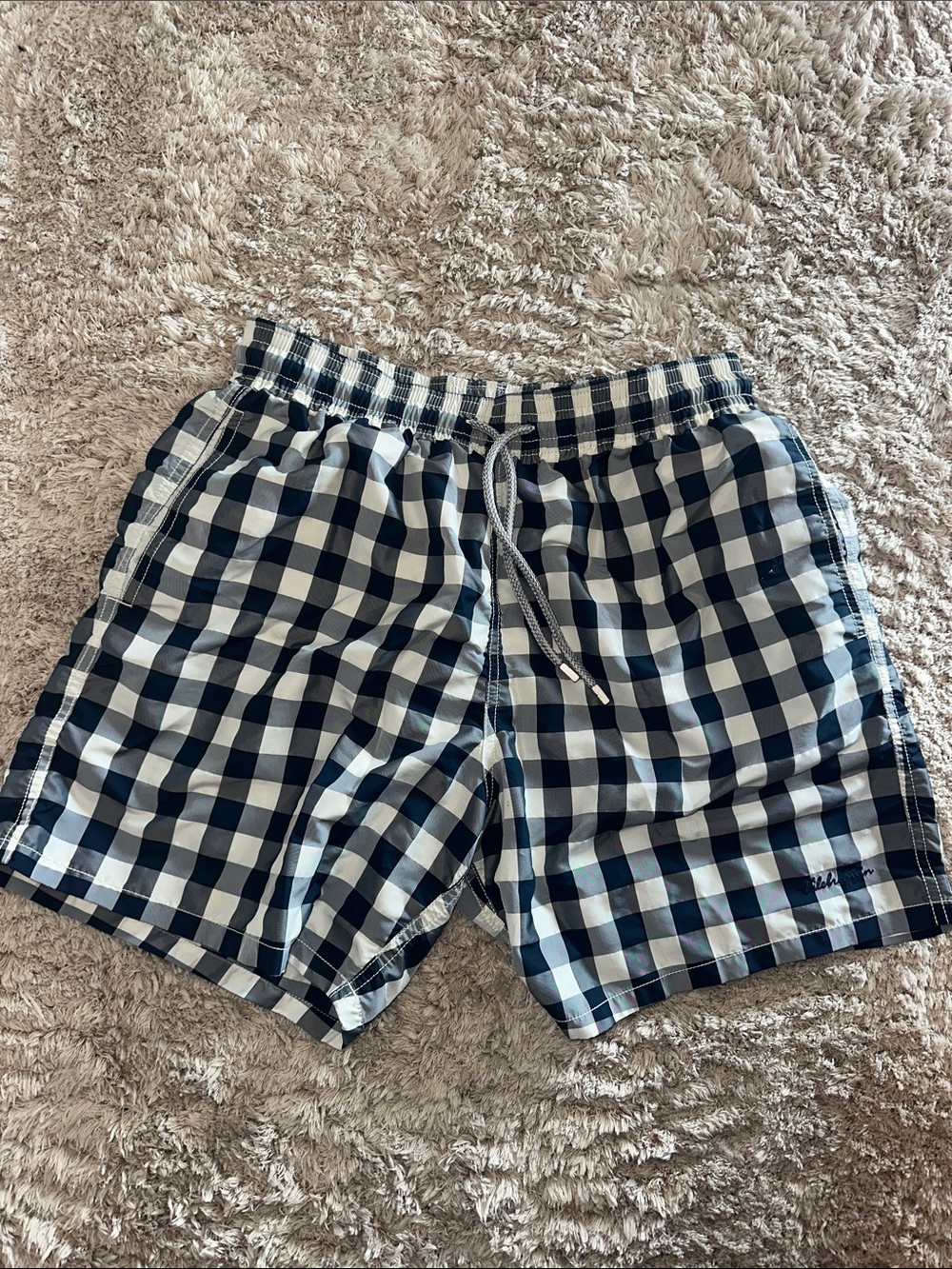 Vilebrequin Black and White Check Swim Trunks